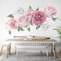 Watercolor Pink and White Peony Floral Bouqet with Rosebud Wall Decal Sticker