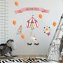 Kids Watercolor Circus with Cute Bear Fox Elephant Panda Wall Decal Sticker