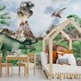 Papier peint dinosaure avec trex monde jurassique pour enfants