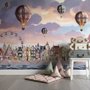 Kinder Fototapete mit Hafen, Dorf und Heißluftballons
