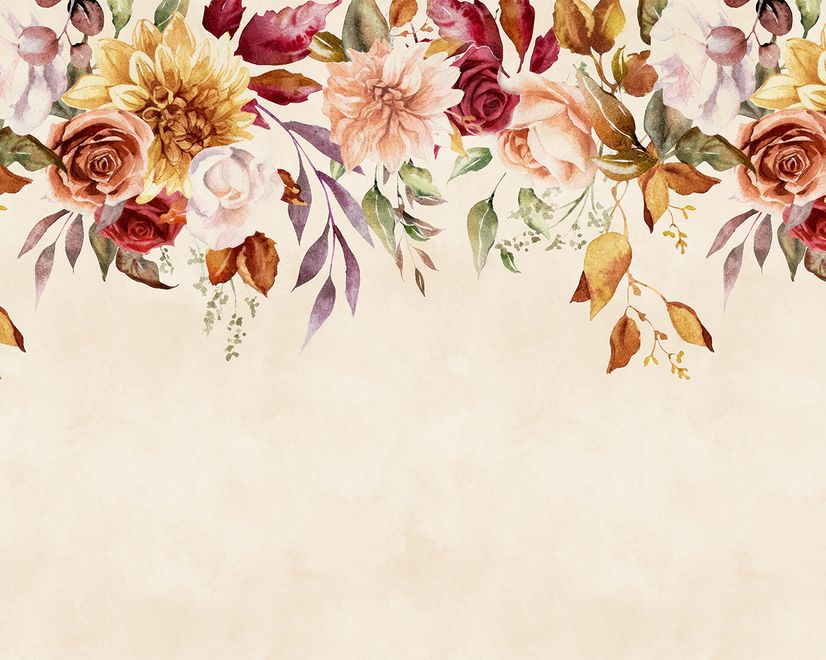 Vintage Pink Floral Wallpaper Mural