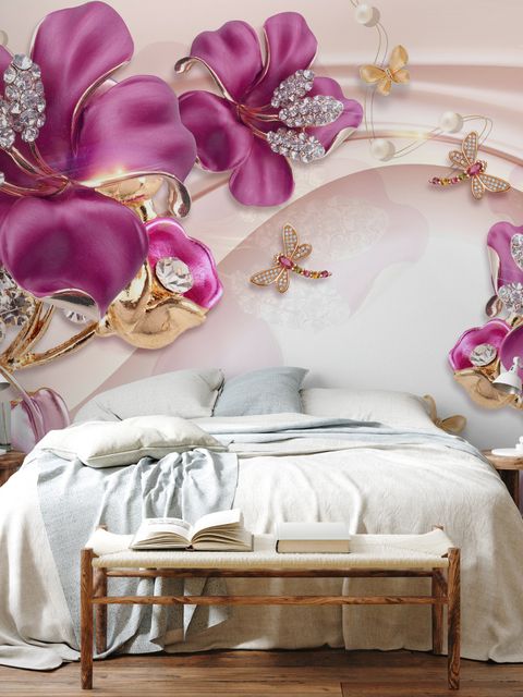 Pink Jewellery Lily Floral Wallpaper Mural