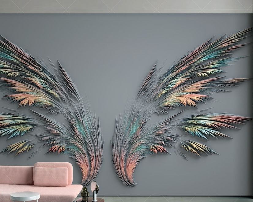 3D Embossed Look Dark Wing Papier peint panoramique