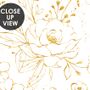 Gold Look Peony Floral Drawing Bright Flower Art Wallpaper Mural
