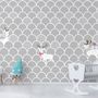 Kids Gray Fishscale Pattern and White Deer Wallpaper Mural