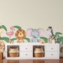 Kids Cute Forest Animal with Banana Leaves Wall Decal Sticker