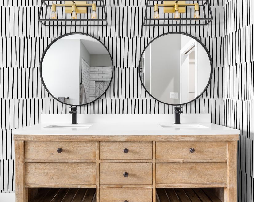 Abstract Minimalistic Black and White Line Wallpaper Mural