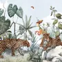 Kinder Aquarellwald mit Leoparden Wildtiere Fototapete