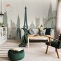 Paris City with Eiffel Tower and Amusement Park Wallpaper Mural