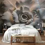 3D Embossed Look Cement Roses Wallpaper Mural