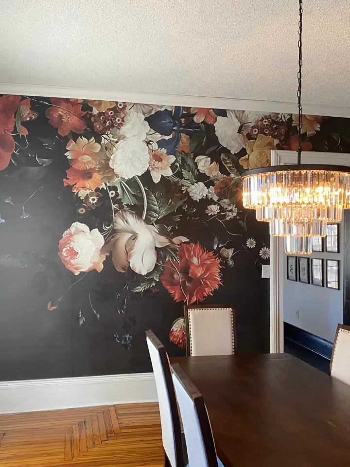 Golden Age Large and Dark Floral Wallpaper Mural