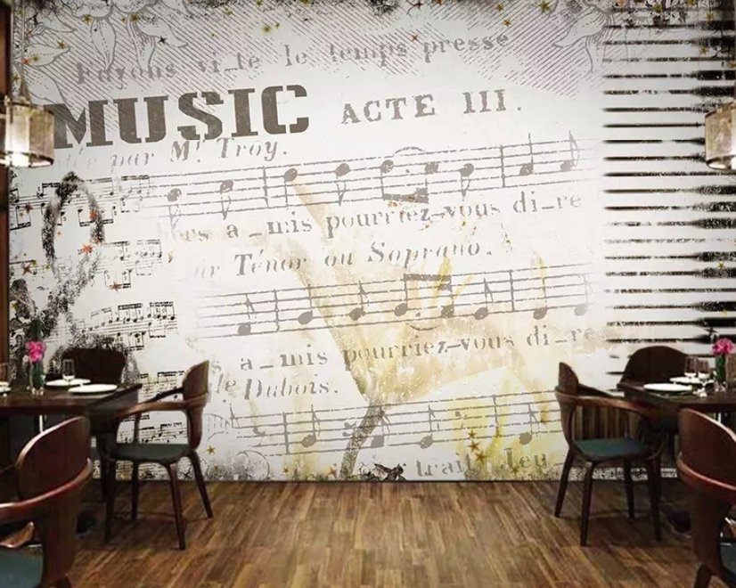 Nostalgic Beige Music Notes Wallpaper Mural