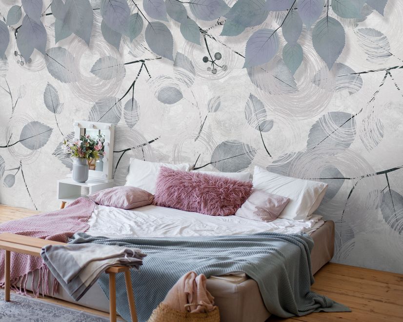 Nordic Tree Branch Leaves Wallpaper Mural