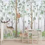 Nursery Cute Animals in the Forest Watercolor Kids Wallpaper Murals