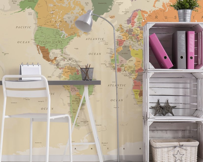 Colorful Political Map Wallpaper Mural