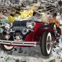 Vintage Car with Graffiti Brick Wallpaper Mural