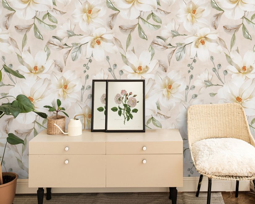 Papier peint panoramique Magnolia doux