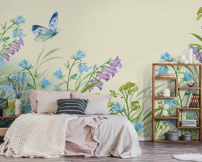 Purple Floral Garden Wallpaper Mural