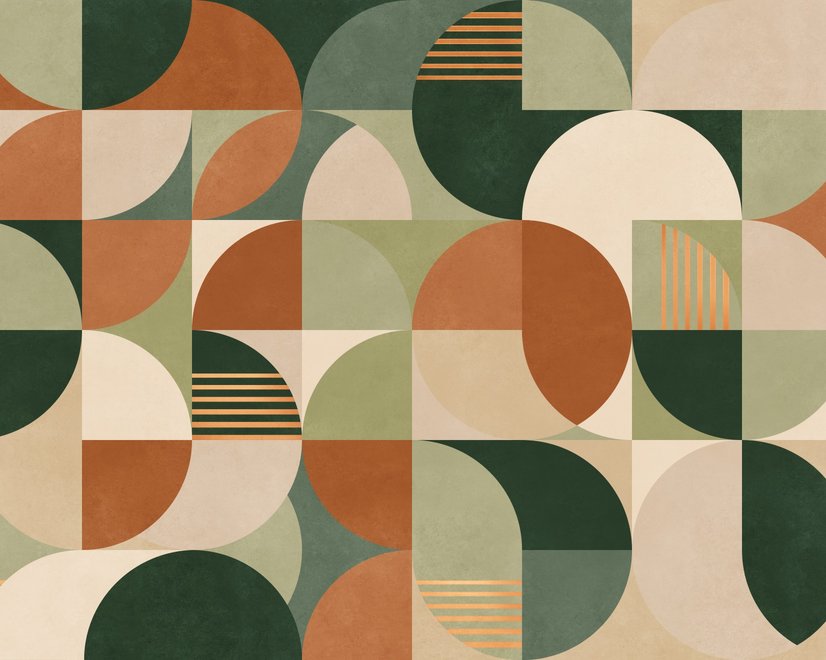 Retro Abstract Geometric Shapes Wallpaper Mural