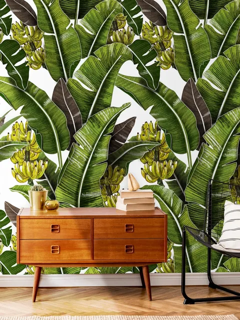Green Banana Leaves Wallpaper Mural