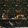 Colorful Butterfly Patterns on Green Background Wallpaper Mural