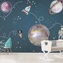 Kids Shining Space with Watercolor Bear Astronaut Wallpaper Mural