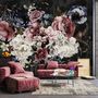 Watercolor Dark Peony Floral Wallpaper Mural