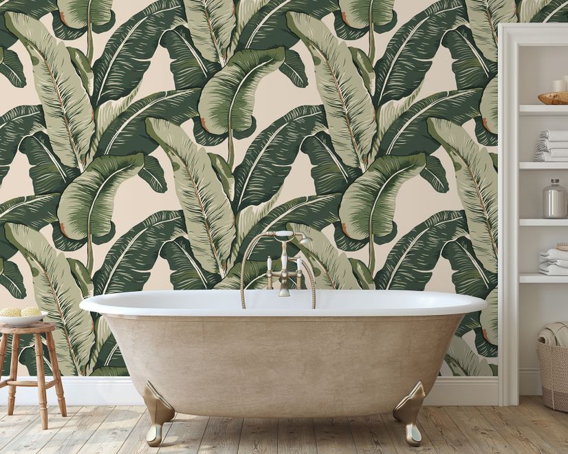 Retro Banana Leaves Pattern Wallpaper Mural
