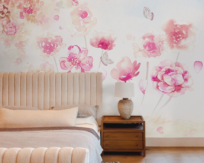 Pink Romantic Floral Wallpaper Mural