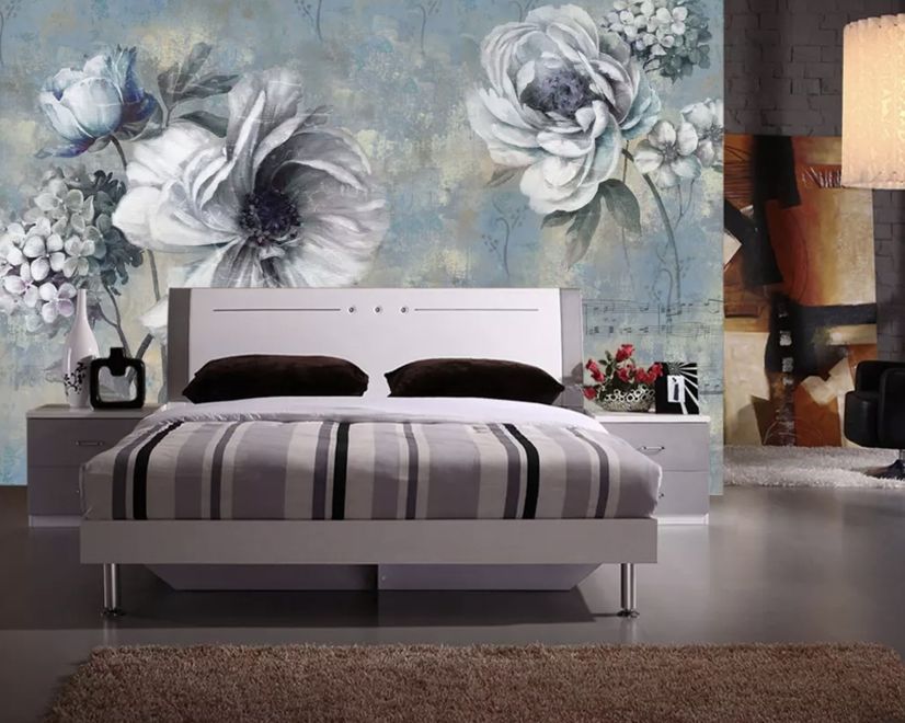 Light Floral with Music Notes Wallpaper Mural