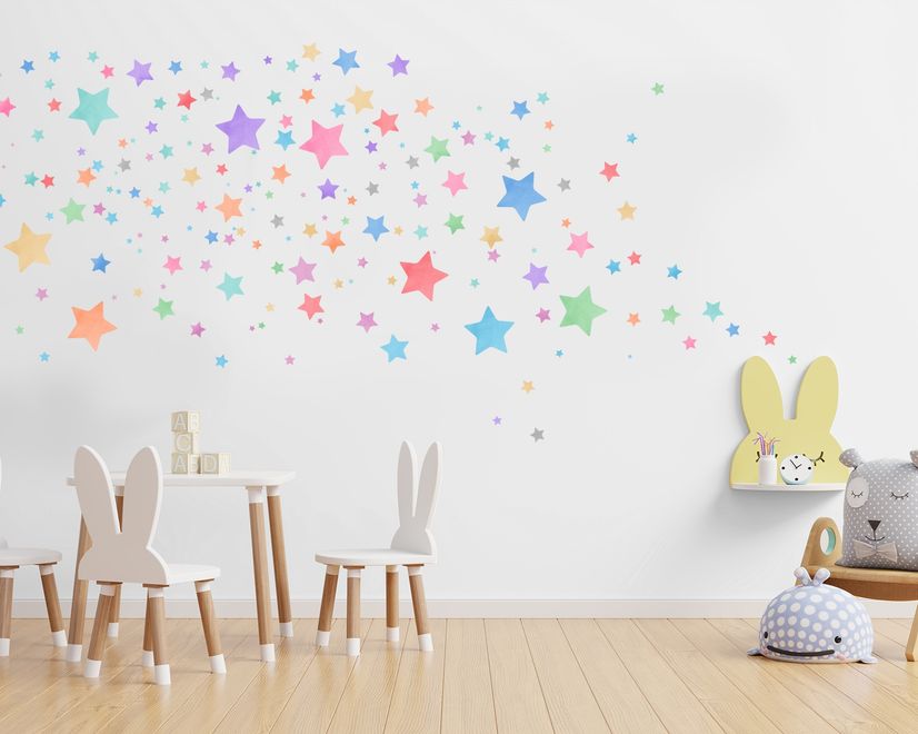 Colorful Watercolor Little Stars Wall Decal Sticker