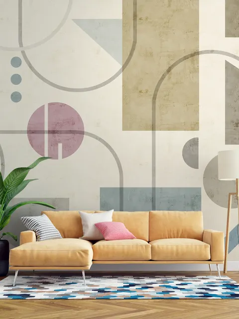 Papier peint art formes géométriques douces