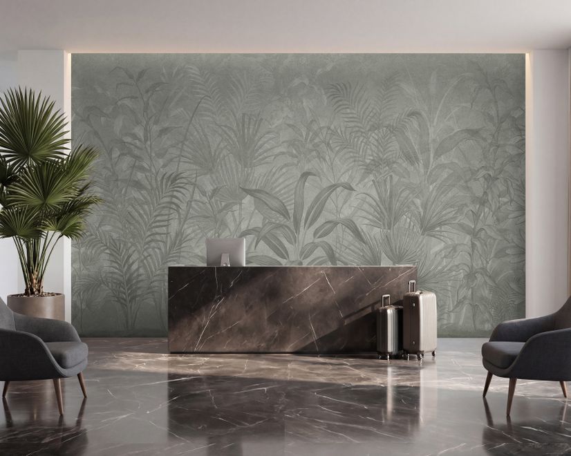 Monochrome Tropical Botanical Wallpaper Mural