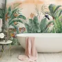 Tiger and Tropical Leaves Wallpaper Mural