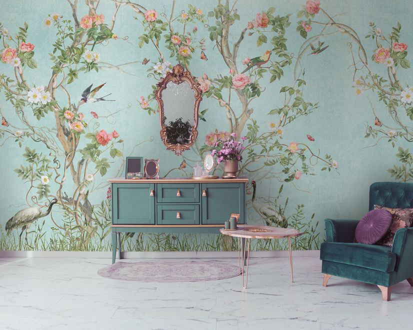 Chinoiserie Peony Tree Wallpaper Mural