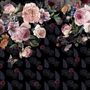 Vintage Dark Pink Flowers Wallpaper Mural