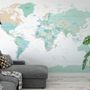 Green Political World Map Wallpaper Mural