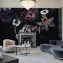 Dark Floral Claret Peony Floral Wallpaper Mural