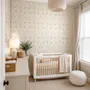Cute rabbits wallpaper with woodland animals, white birds and acanthus scrolls on an ivory cream ground