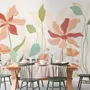 Gold Look Floral Garden Drawing Art Wallpaper Mural