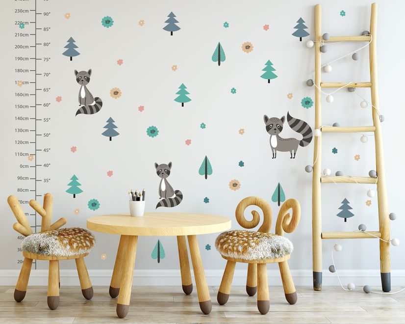 Kids Pine Tree and Little Florals Wall Decal Sticker
