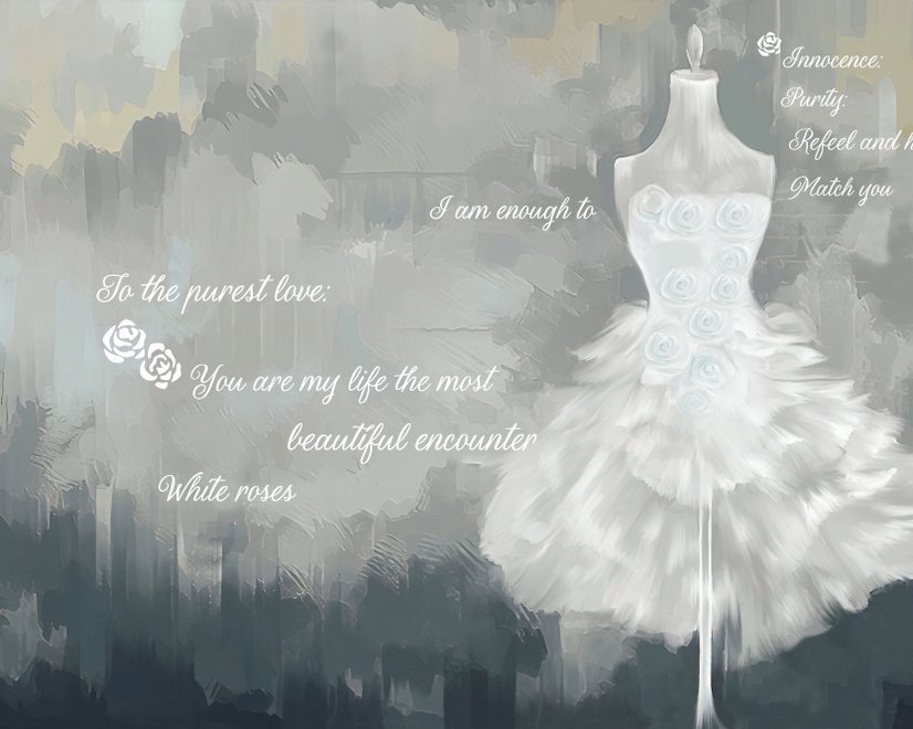 Watercolor Wedding Dress Wallpaper Mural