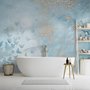 Papier peint abstrait avec papillon sur fond bleu
