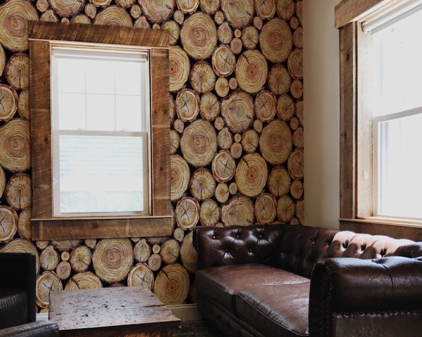 Stacked Wooden Stumps Wallpaper Mural