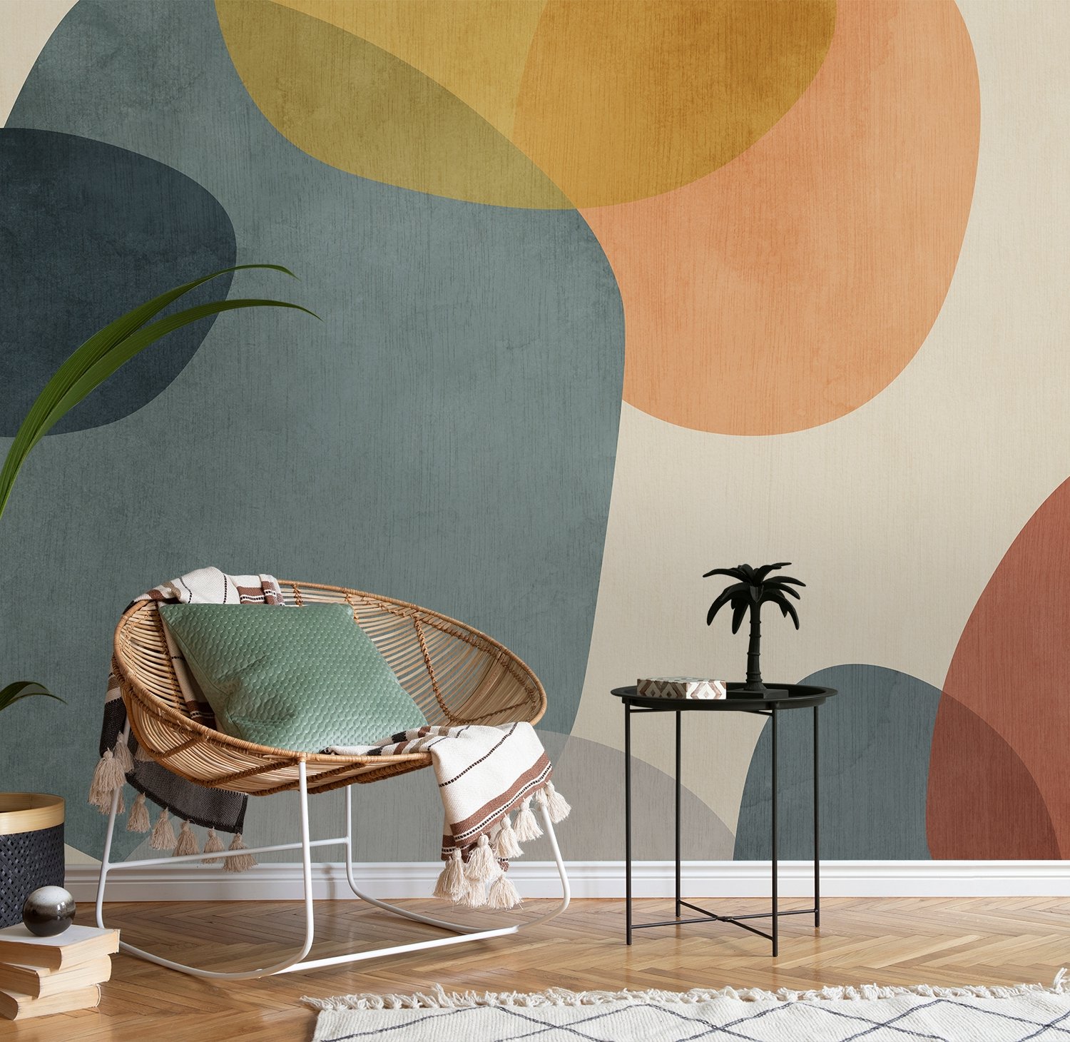 Abstract Geometric Shapes Paintbrush Art Wallpaper Mural - Peel and Stick