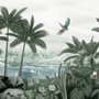 Papier peint forêt tropicale brumeuse lac