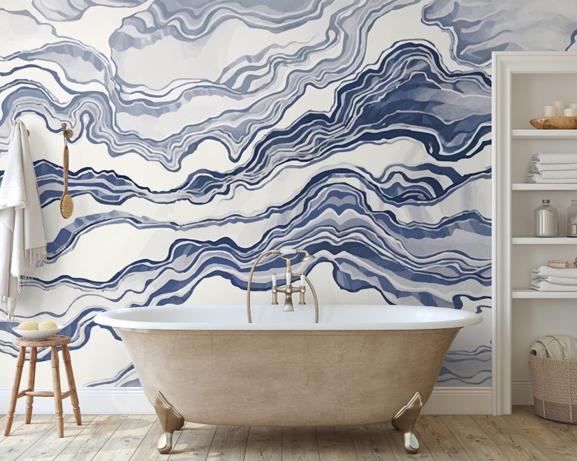 Nordic Abstract Waves Wallpaper Mural