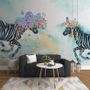 Colorful Flowery Zebra Wallpaper Mural