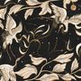 Dark Crane Birds and Brown Retro Florals Wallpaper Mural