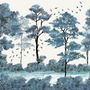 Monochrome Watercolor Big Trees Wallpaper Mural